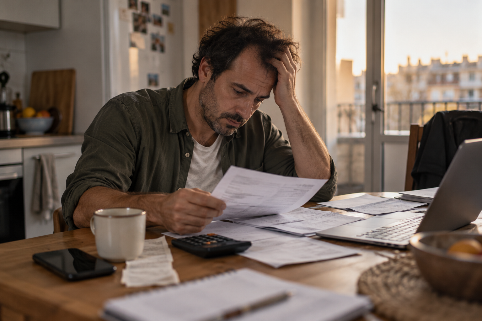 Hombre tomando notas durante la llamada gratuita de comprobación
